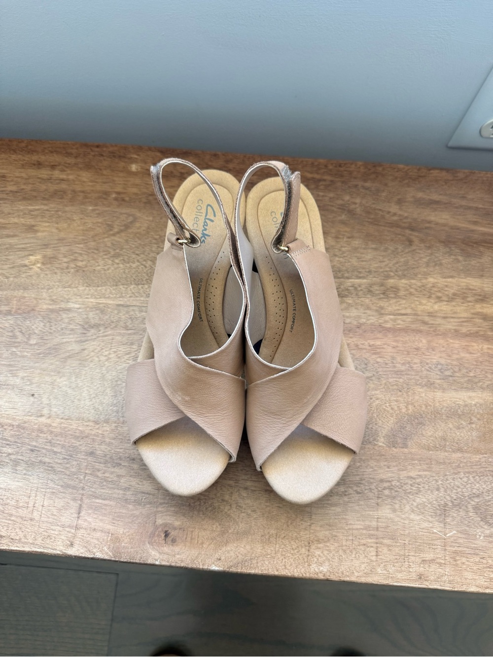 Clarks Women’s Beige Wedge Sandals